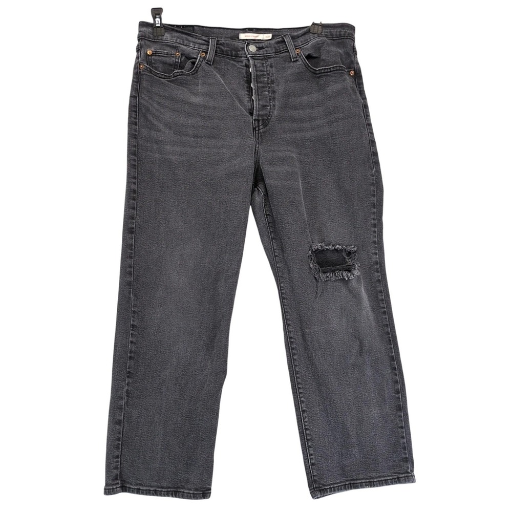 Levi's Wedgie Straight Cropped Jeans Womens 16W 36x25" Distressed Button Fly Y2K